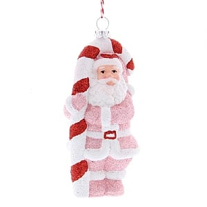 Pink Santa Candy Cane Hanging Decoration (12cm)