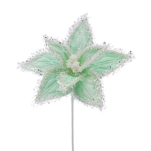 Green & Silver Glitter Flower Stem (50cm)