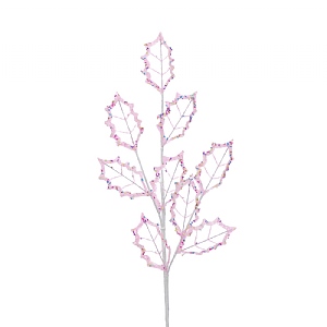 Baby Pink Glitter Holly Stem (61cm)