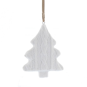 Porcelain White Knitted Tree (11cm)