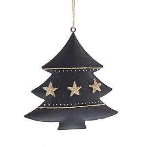 Black & Gold Metal Tree Star (12cm)