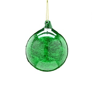 Green Crackle Glass Bauble (8cm)