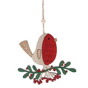 Wood Robin Berry Branch (11cm)