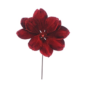 Burgundy Velvet Poinsettia Pick (28cm)