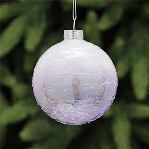 White & Lilac Ombre Effervescent Glass Bauble (8cm)