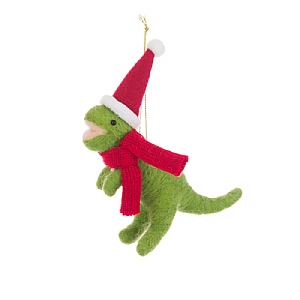 Floralsilk Hanging Felt Dinosaur Decoration In Hat (14cm)