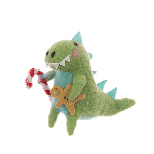 Floralsilk Hanging Green Felt Dinosaur Figure (11cm)