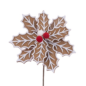 Floralsilk Gingerbread Holly Spray (58cm)