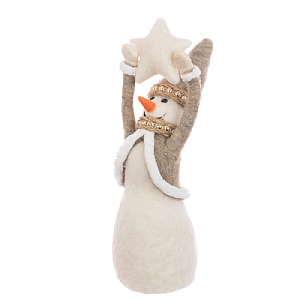 Floralsilk Felt Snowman With Star (22cm)