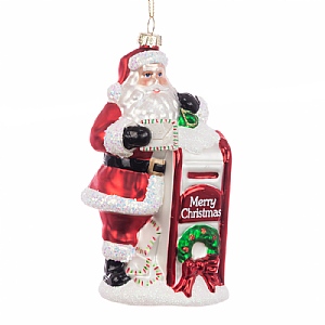 Floralsilk Glass Post Box Santa (13cm)