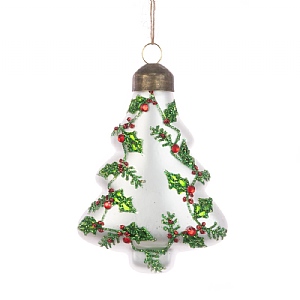 Floralsilk Glass Tree Holly Hanger (10cm)