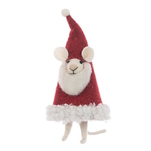 Floralsilk Felt Mouse In Santa (16cm)