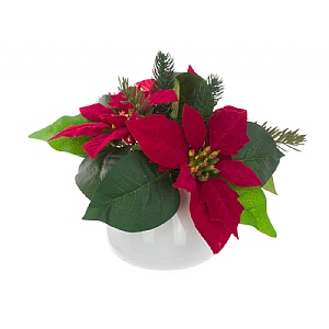 Floralsilk Poinsettia In Ceramic Pot (22cm)