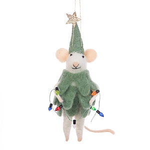 Floralsilk Hanging Felt Mouse In Tree (17cm)