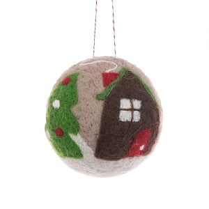 Floralsilk Felt House Bauble (8cm)