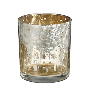 House Tealight Holder Silver (8cm x 7cm)