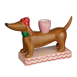 Dog Candleholder - Brown (14cm)