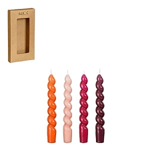 Twist Dinner Candle - Red Purple & Orange (Box of 4)