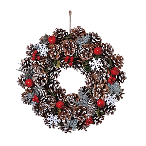 Snowflake Pinecone Wreath - White (35cm)