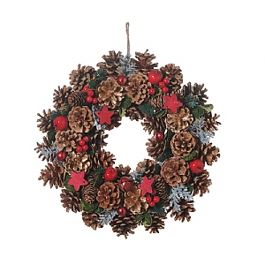 Star Pinecone Wreath - Red (35cm)