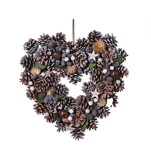 Star Heart Pinecone Wreath - Natural (36cm)