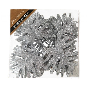 Silver Glitter Monstera Picks - Box (12cm)