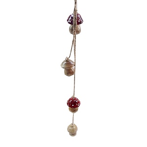 Natural Mushroom Garland - Red (65cm)