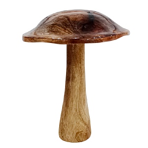 Natural Wooden Mushroom Decoration - Brown (21cm)