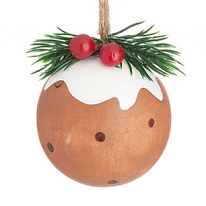 Sass & Belle Wooden Christmas Pudding Bauble