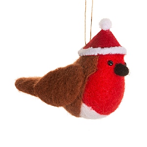 Sass & Belle Felt Festive Robin Hanging Decoration