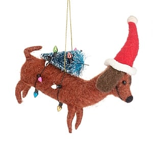 Sass & Belle Felt Sausage Dog Tree Hanging Decoration