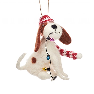 Sass & Belle Felt Dog Fairy Lights Hanging Decoration