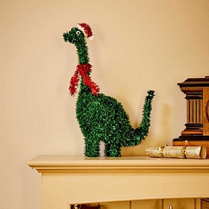 Three Kings Tinsel Bro Dinosaur with Santa Hat and Scarf