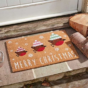 Three Kings Festive Robin Coir Mat (40x60cm)