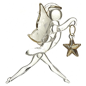 Glass Tinkerbell with Gold Star Hanging Decoration