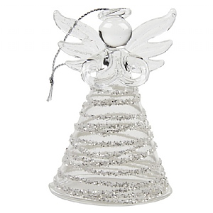 Glass Angel with Horizontal Swirls Hanging Decoration