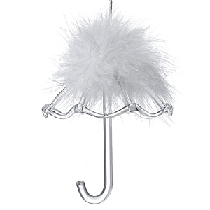 Glass with Feather Umbrella Hanging Decoration