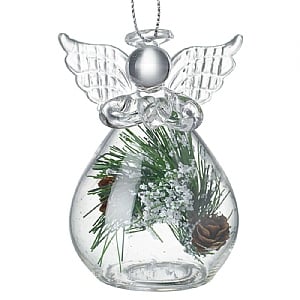 Glass Angel with Pine Cone Hanging Decoration