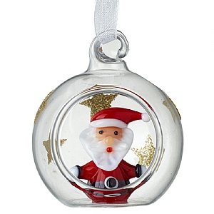 Glass Bauble with Santa Hanging Decoration