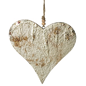 Gold Leaf Hanging Wooden Heart - Large