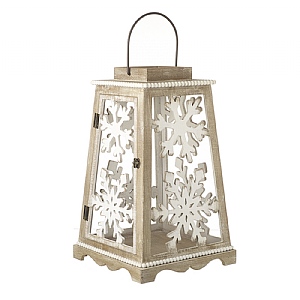 Wooden Snowflake Lantern - Large