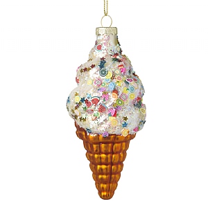 Glass Ice Cream Cone Hanging Decoration