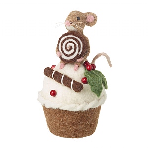 Felt Mouse On Cupcake