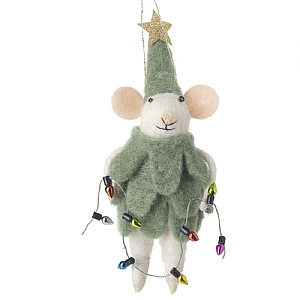 Felt Mouse Fairy Lights Tree Hanging Decoration