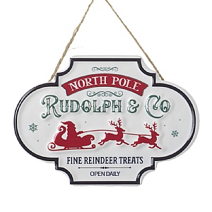 Rudolph & Co North Pole Hanging Sign