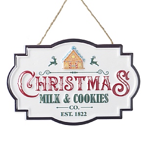 Christmas Milk & Cookies Hanging Sign