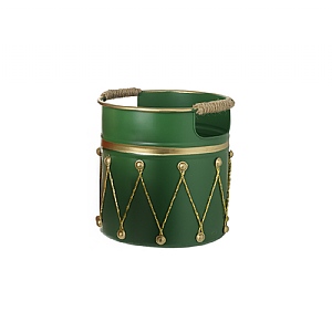 Green Metal Container with Rope Handle - Medium