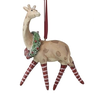 Giraffe with Wreath Hanging Decoration