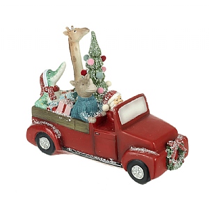 Animals In Car with a Christmas Tree