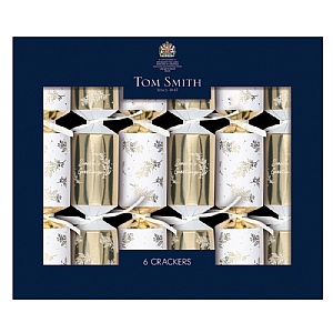 Tom Smith White and Gold Luxury Christmas Crackers (pack of 6)